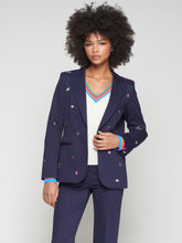 Cargar imagen en el visor de la galería, CHAQUETA HEATHER EMB AZUL MARINO ESTRUCTURA
