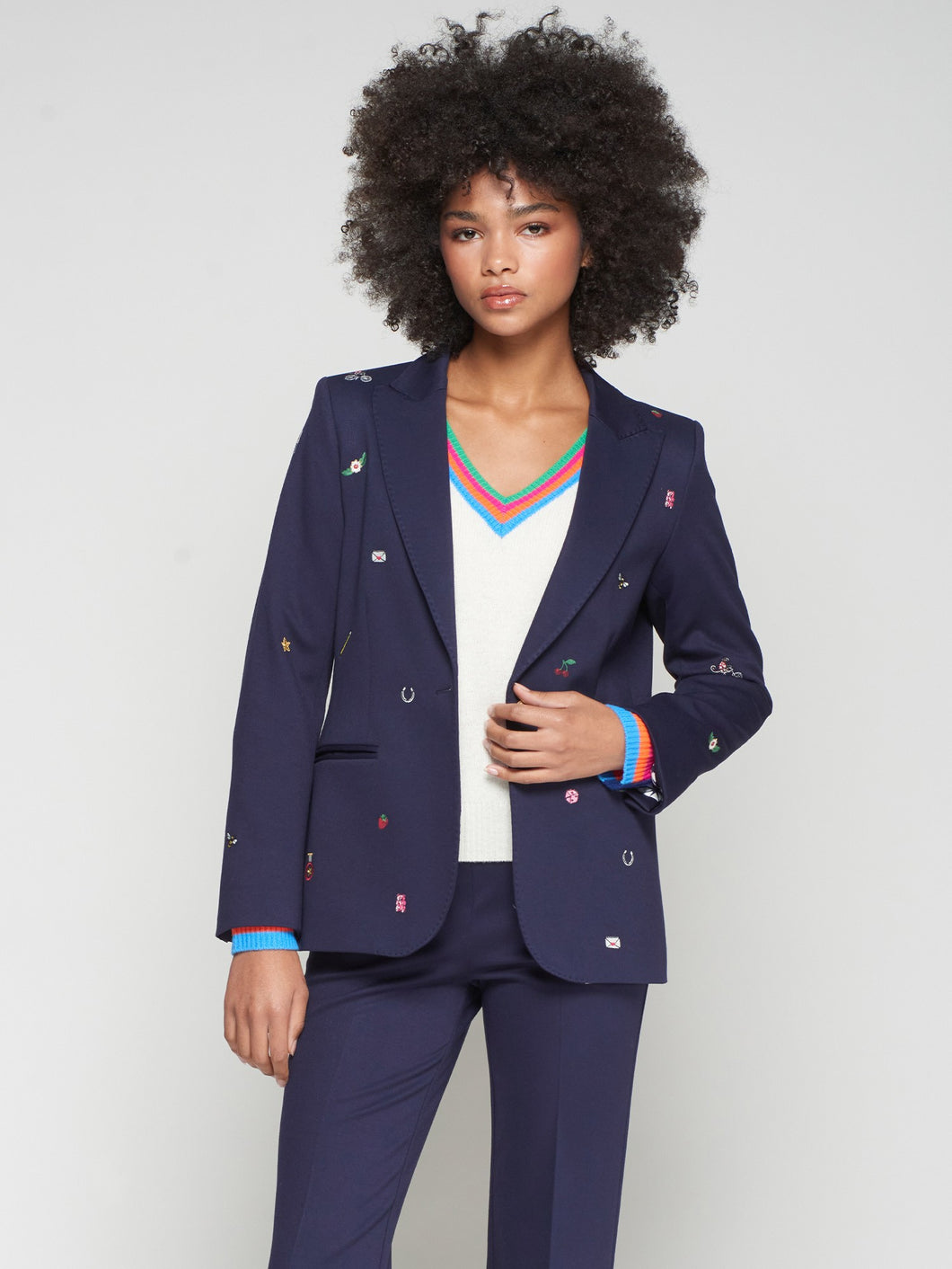 CHAQUETA HEATHER EMB AZUL MARINO ESTRUCTURA