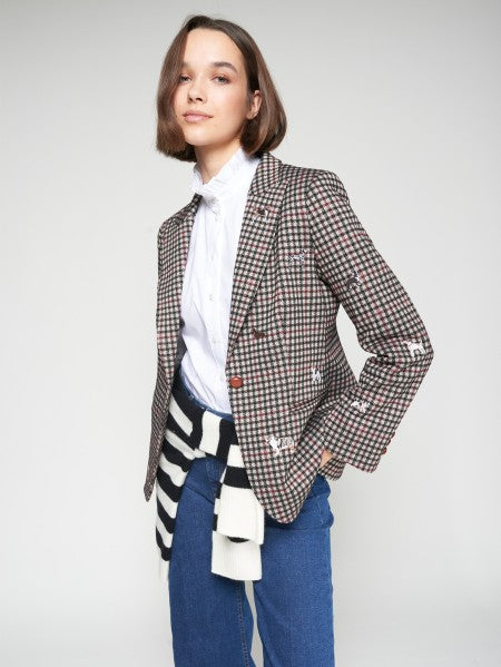 CHAQUETA HEATHER EMB PUNTO PATA DE GALLO