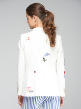 Cargar imagen en el visor de la galería, CHAQUETA HEATHER EMB PUNTO ROMA BLANCO
