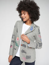 Cargar imagen en el visor de la galería, CHAQUETA ESPIGA GRIS SERIGRAFÍA
