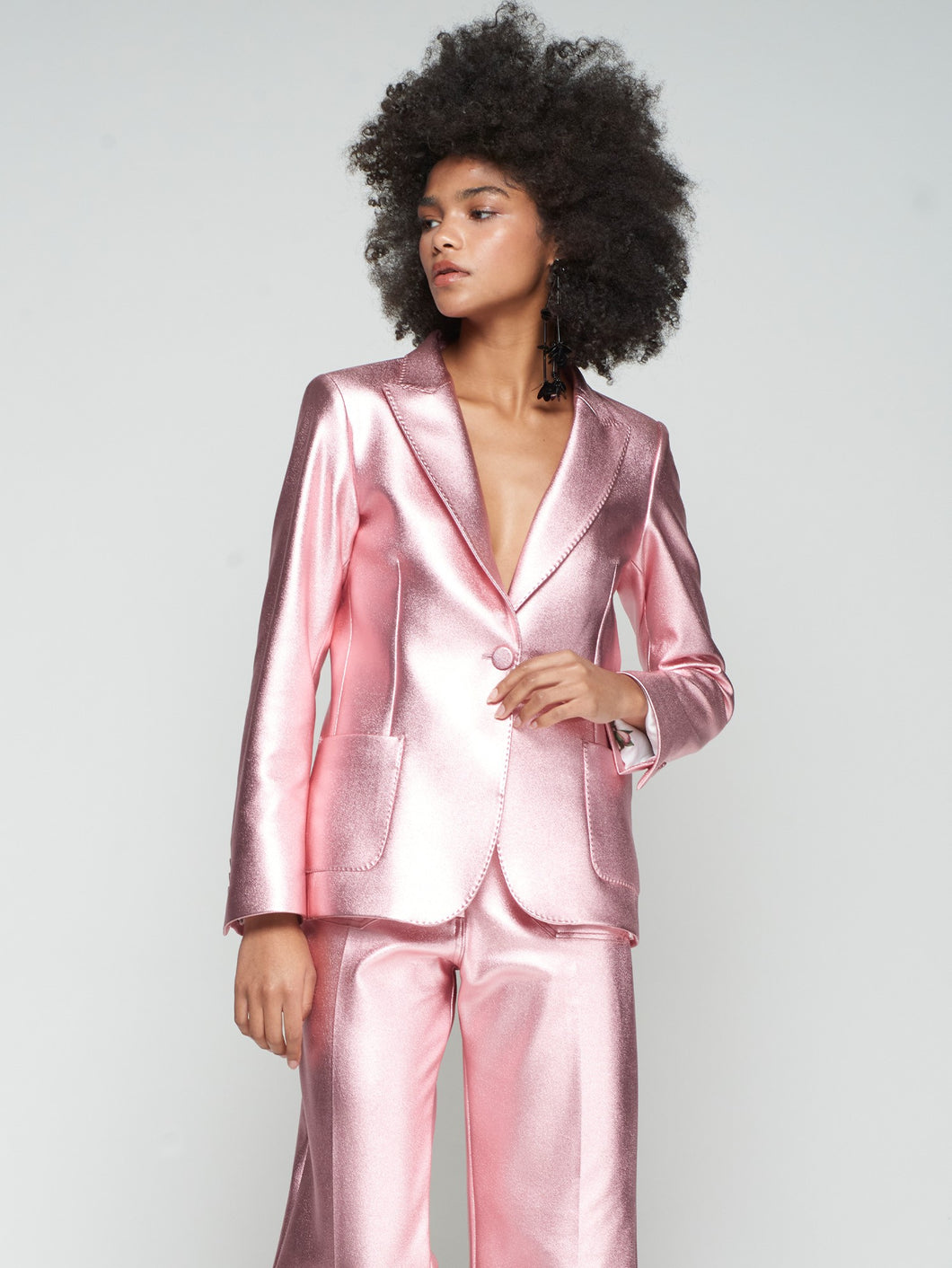 CHAQUETA ROSA METALIZADA STRETCH