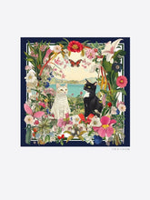 Cargar imagen en el visor de la galería, FOULARD SILK GATOS Y FLORES SEDA
