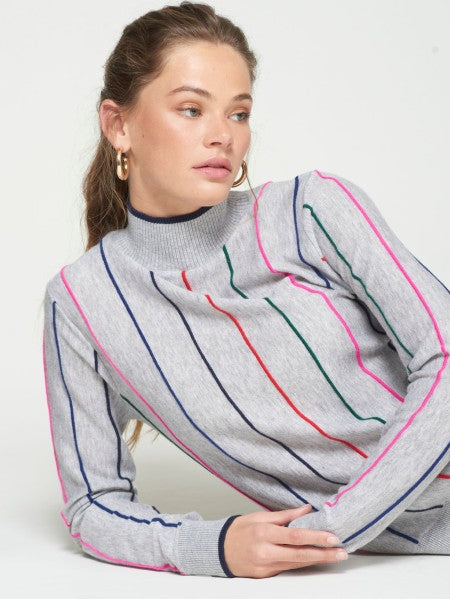 JERSEY GRIS RAYAS MULTICOLOR