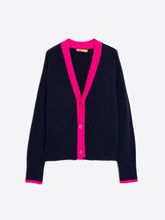 Cargar imagen en el visor de la galería, PUNTO CARDIGAN CORTO LANA CASH BLEND NAVY FUCSIA NEON
