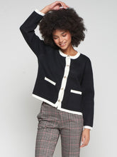 Cargar imagen en el visor de la galería, PUNTO CARDIGAN MILANO BLACK ECRU
