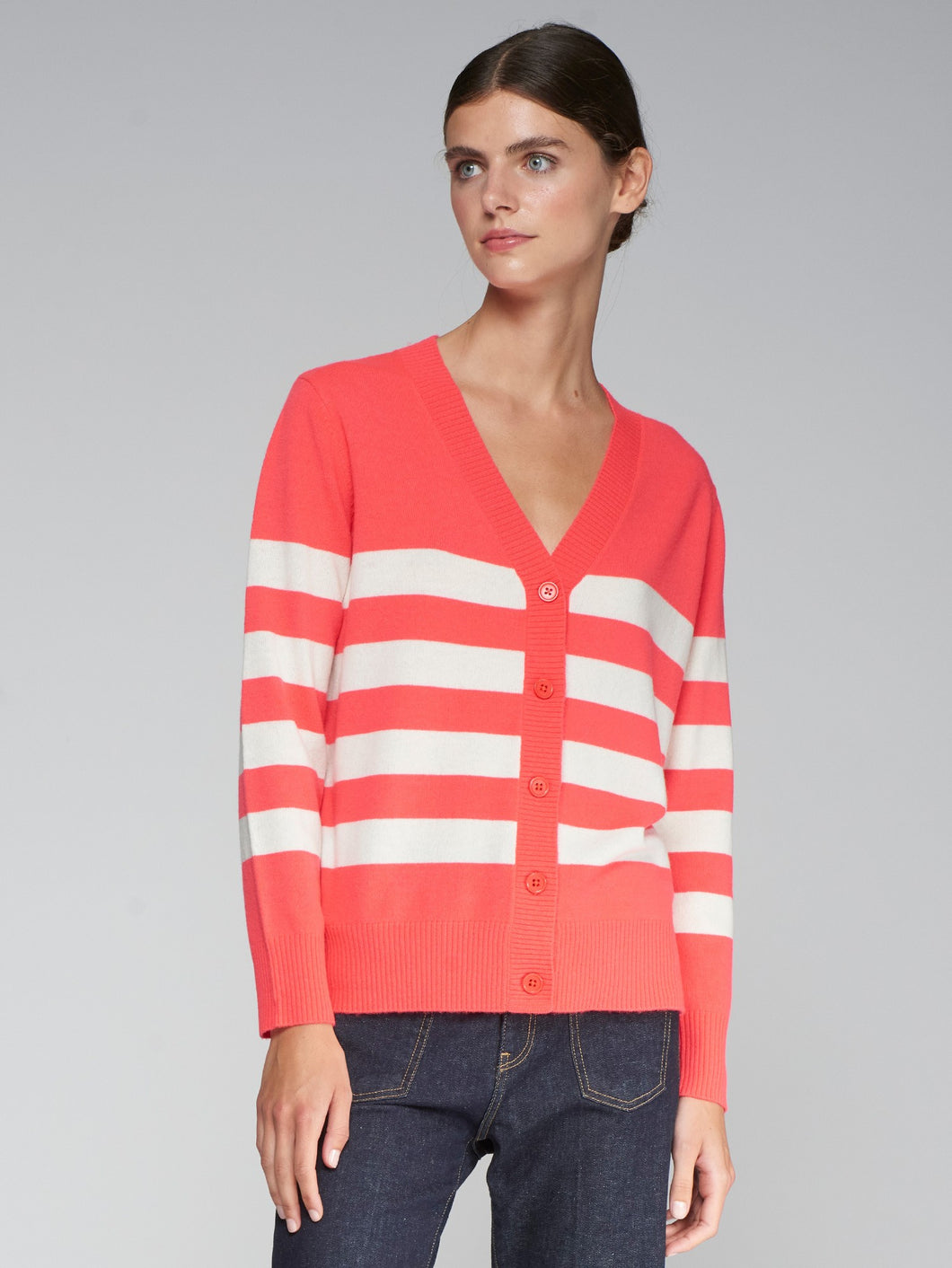 PUNTO CARDIGAN RAYAS ORANGE KN
