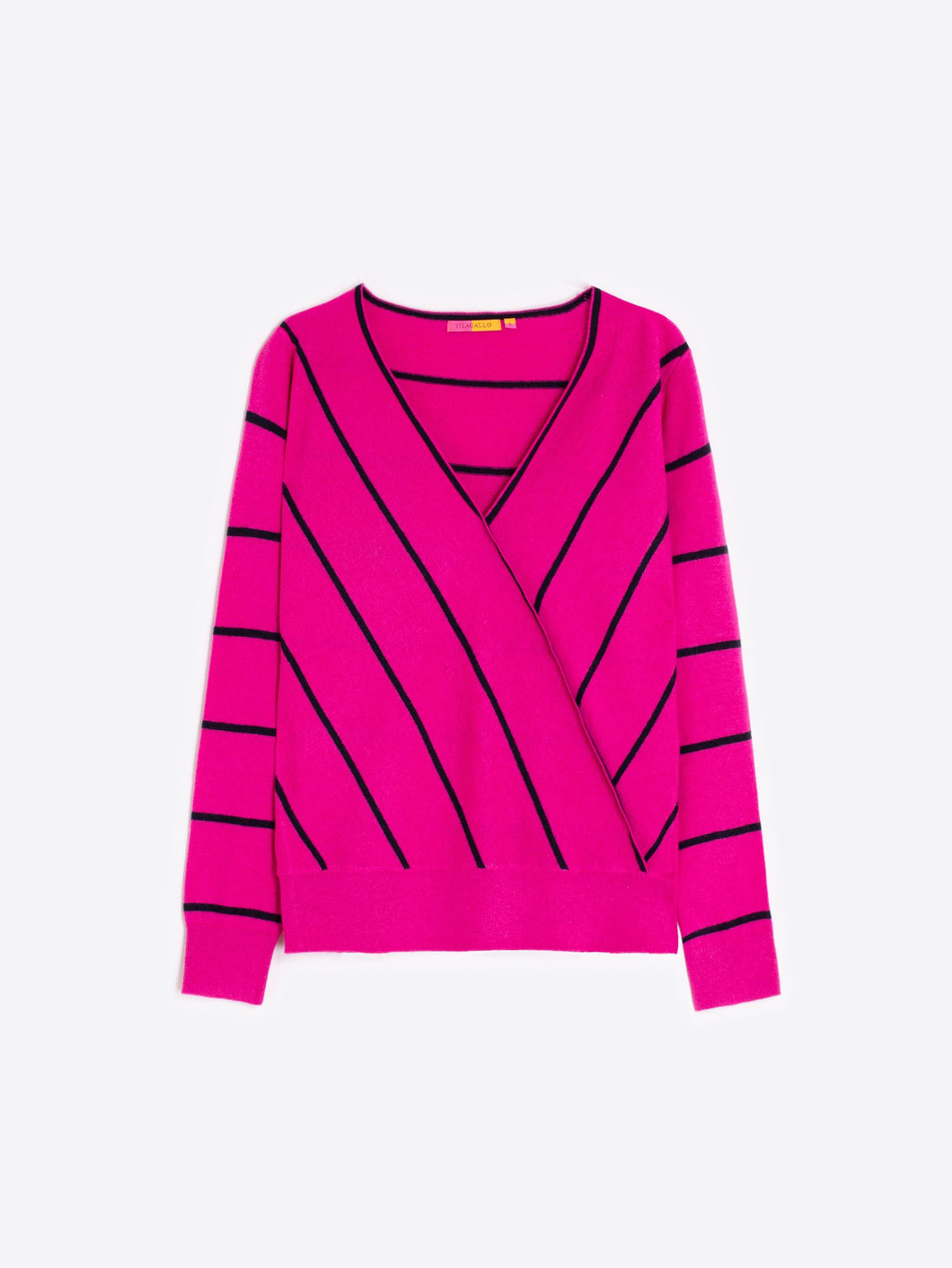 PUNTO CUELLO PICO RAYAS PINK NAVY