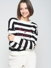 Cargar imagen en el visor de la galería, PUNTO FABIOLA SEQUINS STRIPES ECRU BLACK
