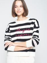 Cargar imagen en el visor de la galería, PUNTO FABIOLA SEQUINS STRIPES ECRU BLACK
