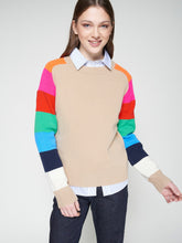 Cargar imagen en el visor de la galería, PUNTO JERSEY MANGA RAYAS BEIGE MULTICOLOR
