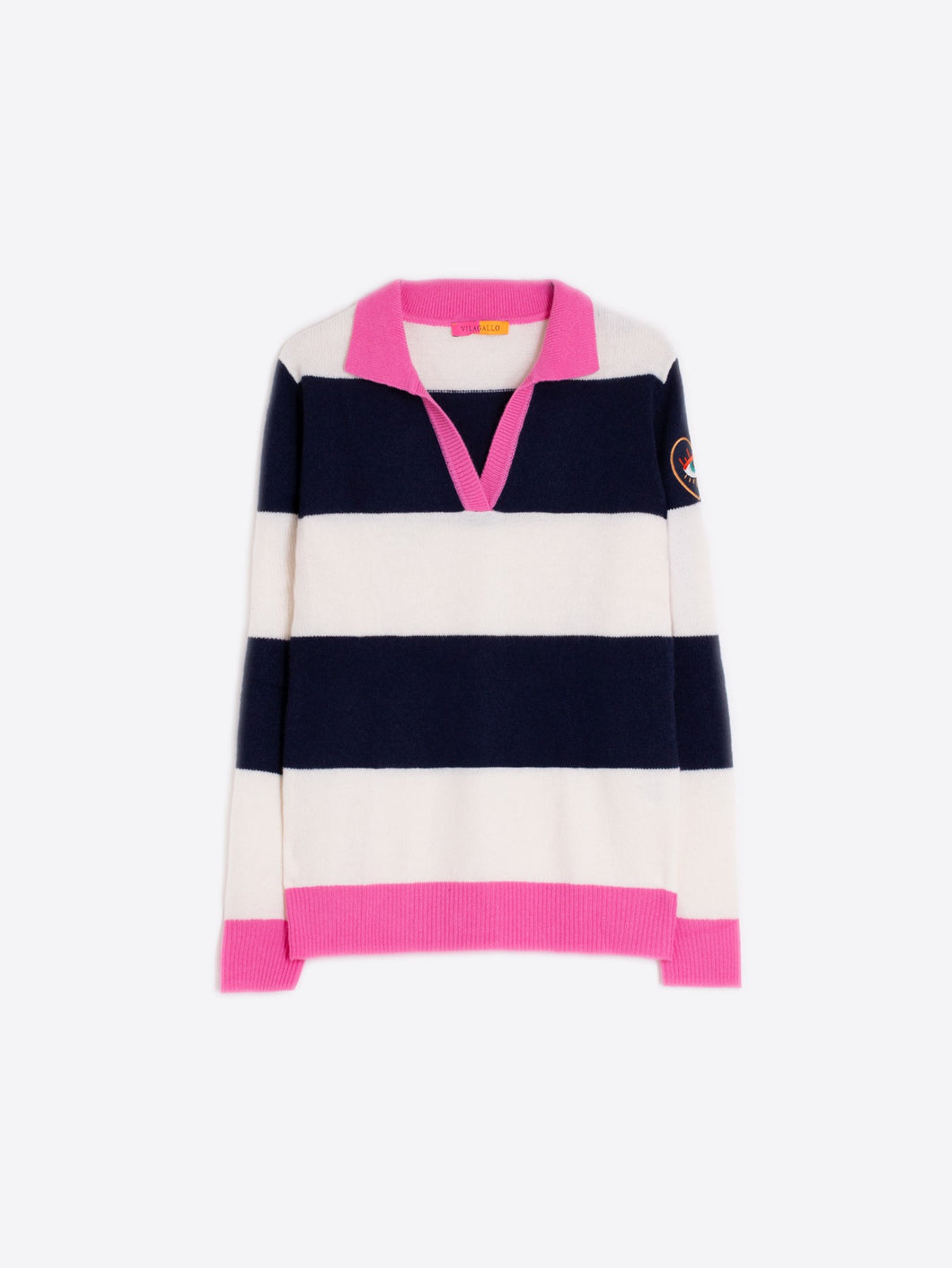 PUNTO JR CUELLO POLO EMB ECRU NAVY PINK
