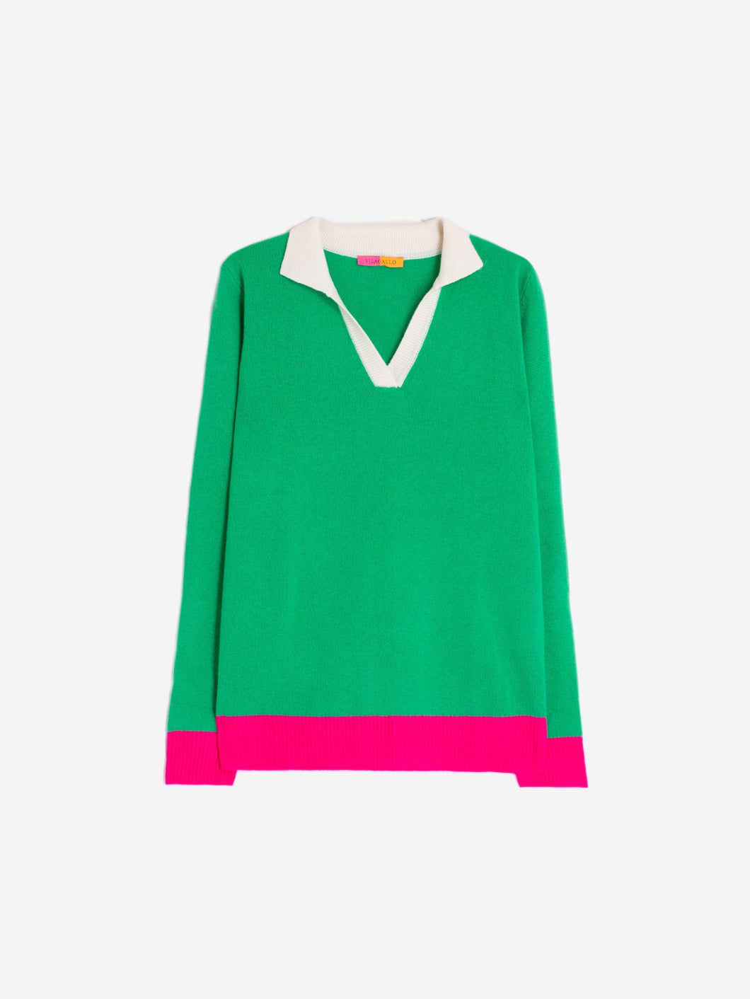 PUNTO JR CUELLO POLO GREEN ECRU PINK