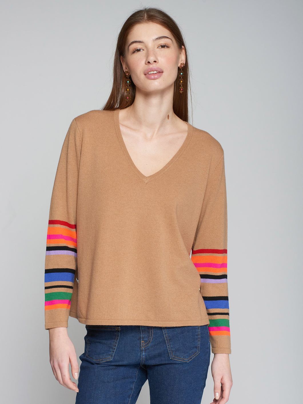 PUNTO PULLOVER BEIGE BOTONES LATERALES