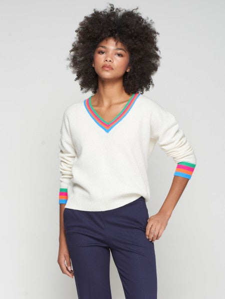 JERSEY CRUDO CUELLO PICO RAYAS MULTICOLOR