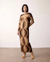 Cargar imagen en el visor de la galería, Vestido de intarsia en lurex dorado
