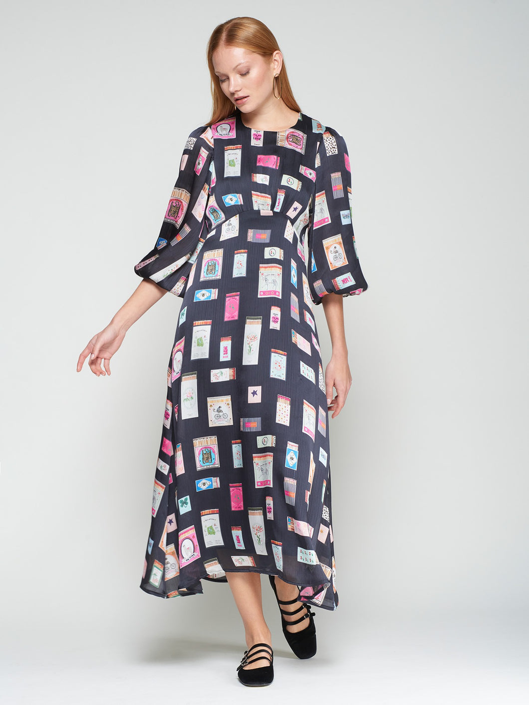 VESTIDO ERIN CERILLAS MARINO PRINT