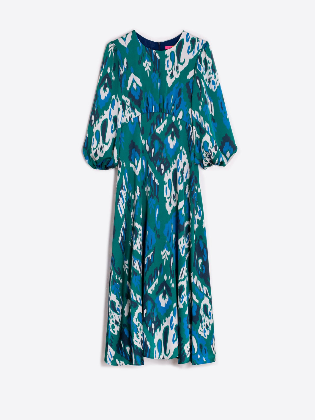 VESTIDO FLOR IKAT VERDE AZUL