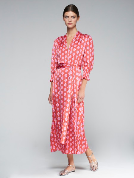 VESTIDO MANDY ROJO ROSA GEOMETRICO